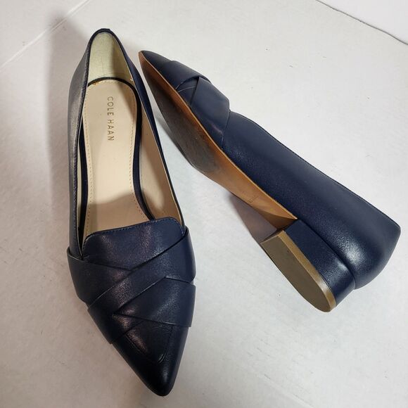 Cole Haan Camila Leather Pointed Toe low heel shoes royal blue Size 6.5 B - Picture 2 of 5